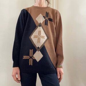 Vintage wool blend Alfred Dunner Black and Brown sweater